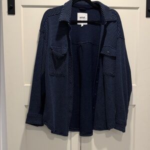 aerie Navy Textured Button-Up Shacket